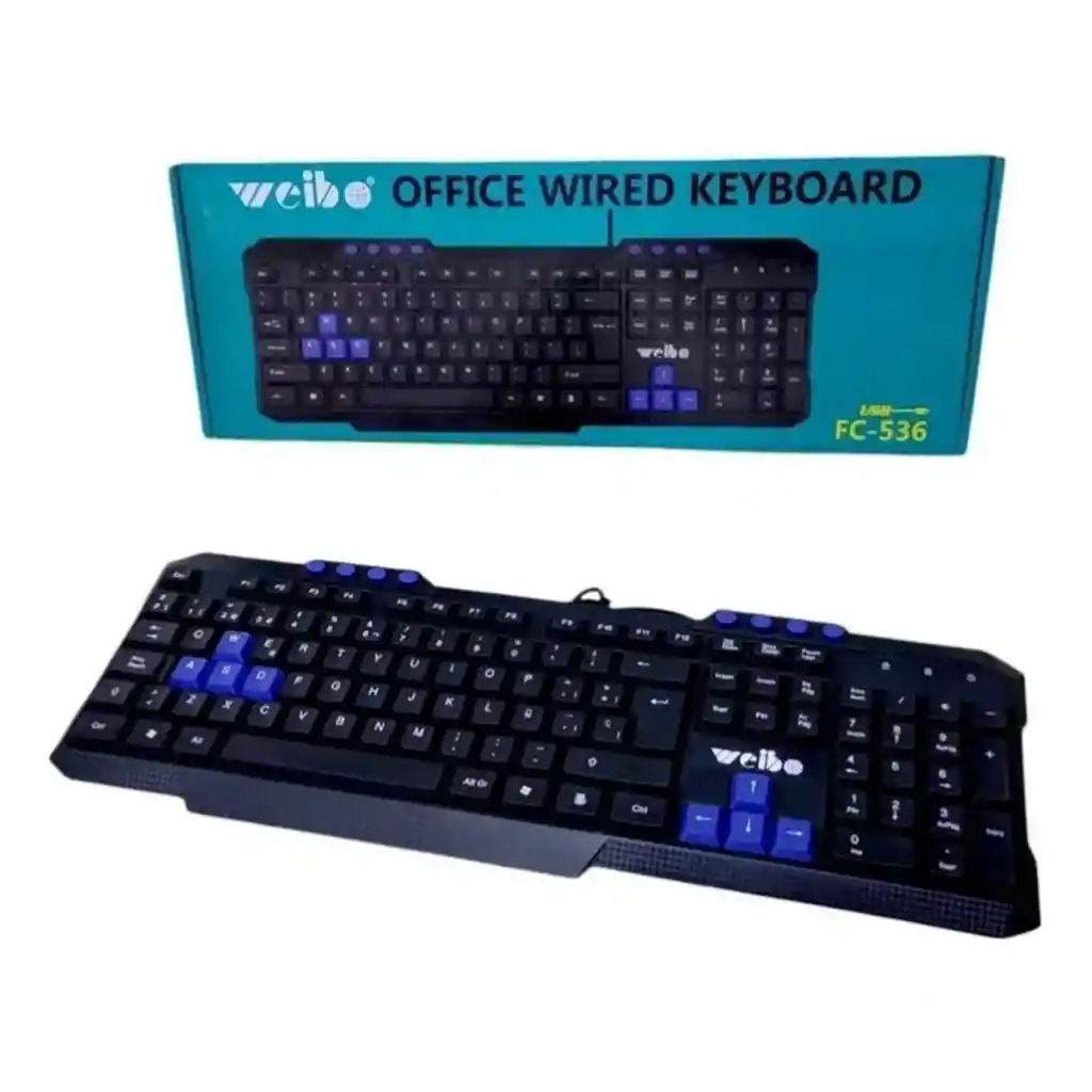 Teclado Gamer Usb Ergonómico Botones Multimedia Letra Ñ Weibo Fc-536