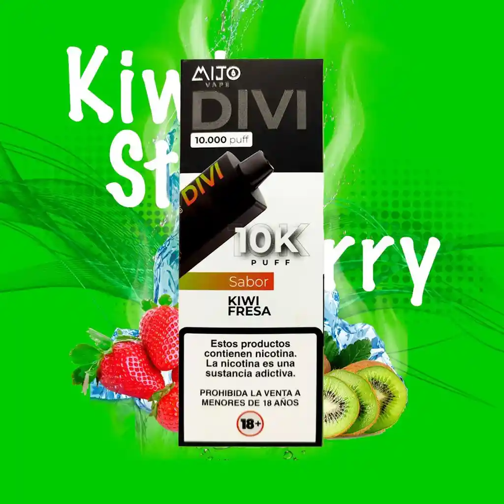 Mijo Vape Divi 10.000 Puffs Kiwi Fresa 50mg Nic.