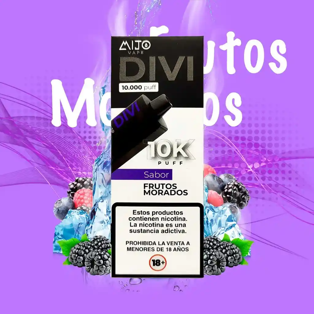 Mijo Vape Divi 10.000 Puffs Frutos Morados 50mg Nic.