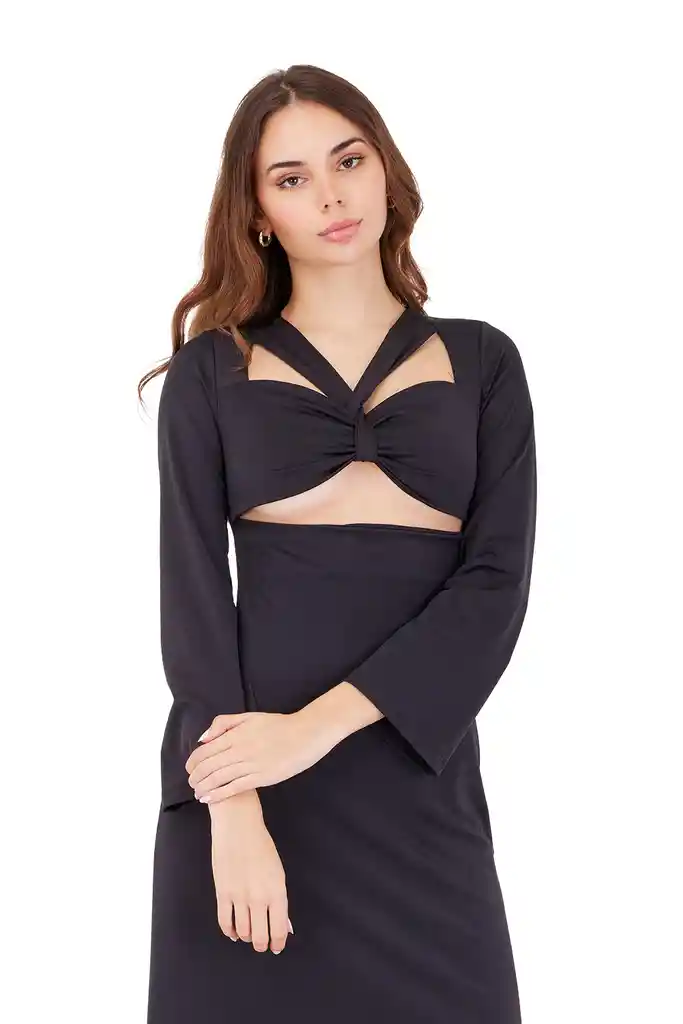 Vestido Largo Sienna Negro L Mercedes Campuzano