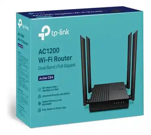 Tp-link, Router Wifi Dual Band Gigabit Ac1200, Archer C64 / Router Doble Banda Gigabit