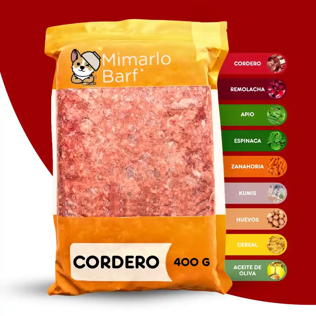 Dieta Barf De Cordero 🍖 400g Para Perros - Mimarlo Barf