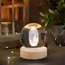 Lampara Esfera Bola De Cristal 3d Base De Madera Virgen De Guadalupe