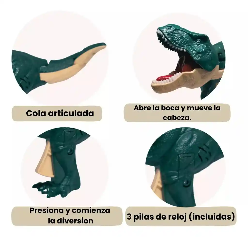 Dinosaurios Zazaza T Rex Con Luces Y Sonido Tiktok Moda Zaza Color Verde