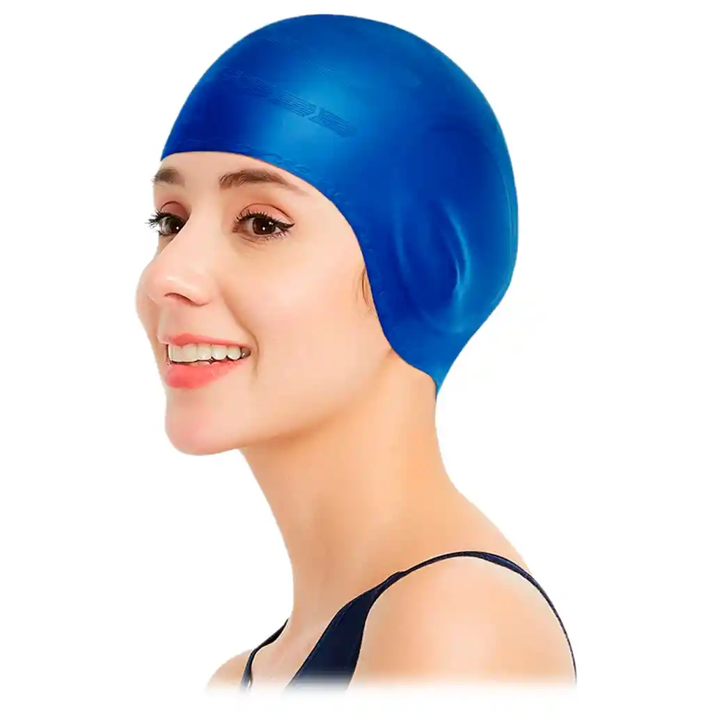 Gorro Natación Silicona Adulto Protección Orejas Piscina Azul