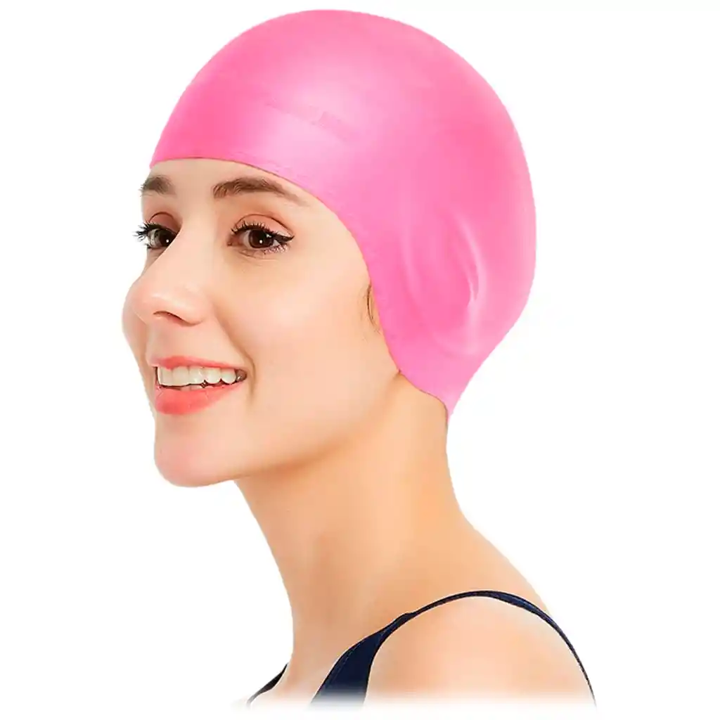 Gorro Natación Silicona Adulto Protección Orejas Piscina Rosado