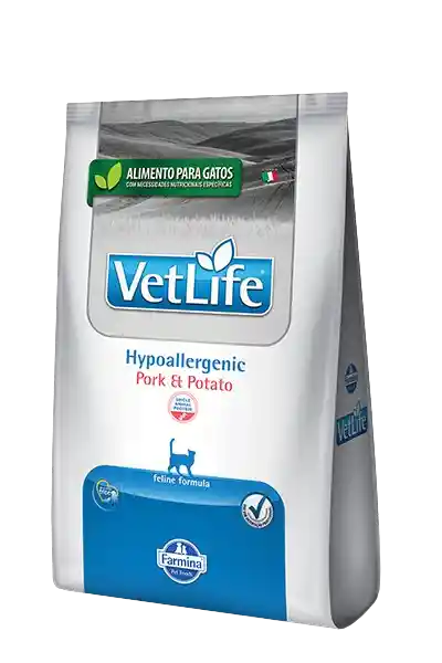 Vet Life Nat Feline Hypoallergenic Pork E Potato X 2kg