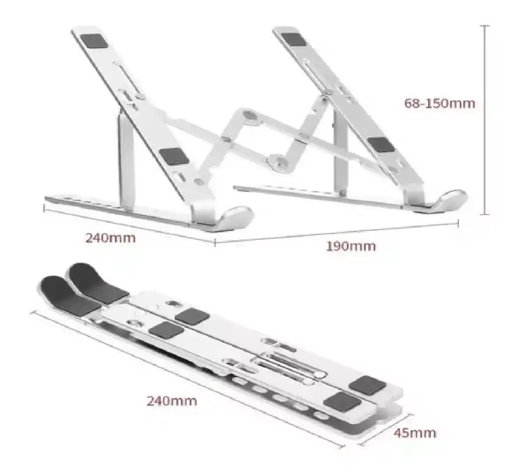 Base Soporte Portátil Laptop Plegable Gs Color Plateado