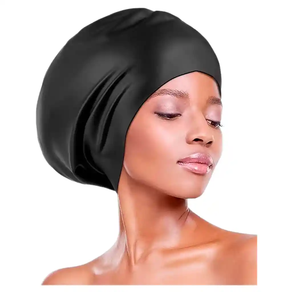 Gorro Natación Silicona Cabello Extragrande Largo Piscina Negro 120g