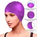 Gorro Natación Silicona Adulto Protección Orejas Piscina Morado