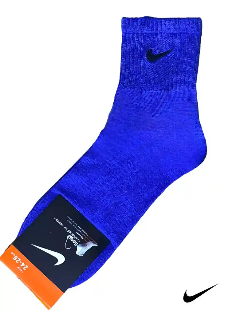 Medias Media Caña Deportiva Única Talla, Color Azul Tipo Nike Calcetín Estirable