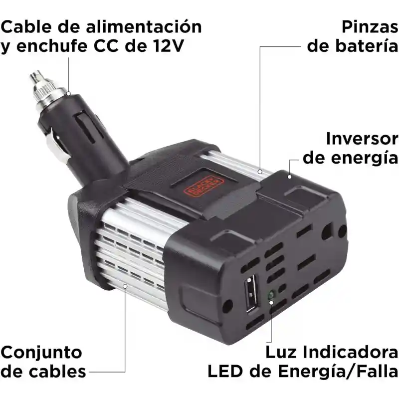 Convertidor De Corriente Carro Black Decker Pi100ab-b3