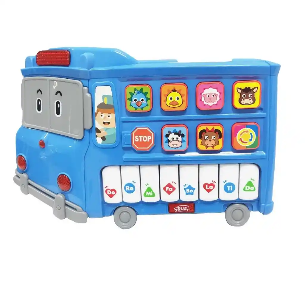 Piano Bus Interactivo Sonido Y Notas Musicales + Baterias