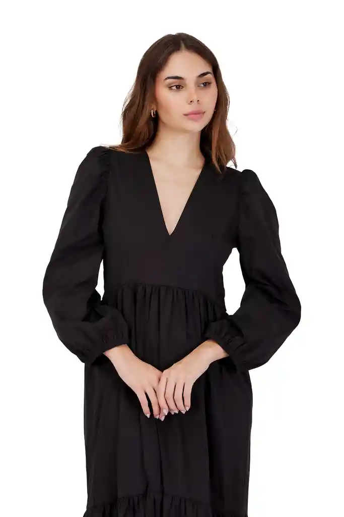 Vestido Largo Glory Negro L Mercedes Campuzano