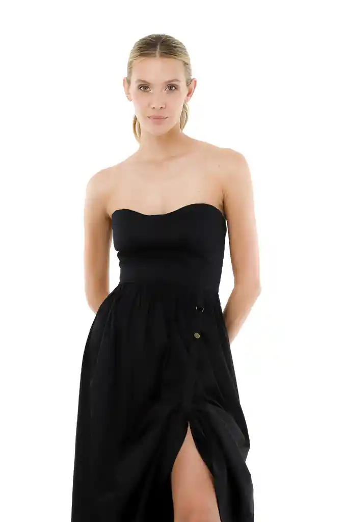 Vestido Largo Soriah Negro Xs Mercedes Campuzano