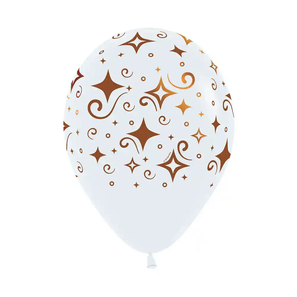 Globos Blanco Escarchado Diamante Cobre R12 X 50 Unidades Sempertex