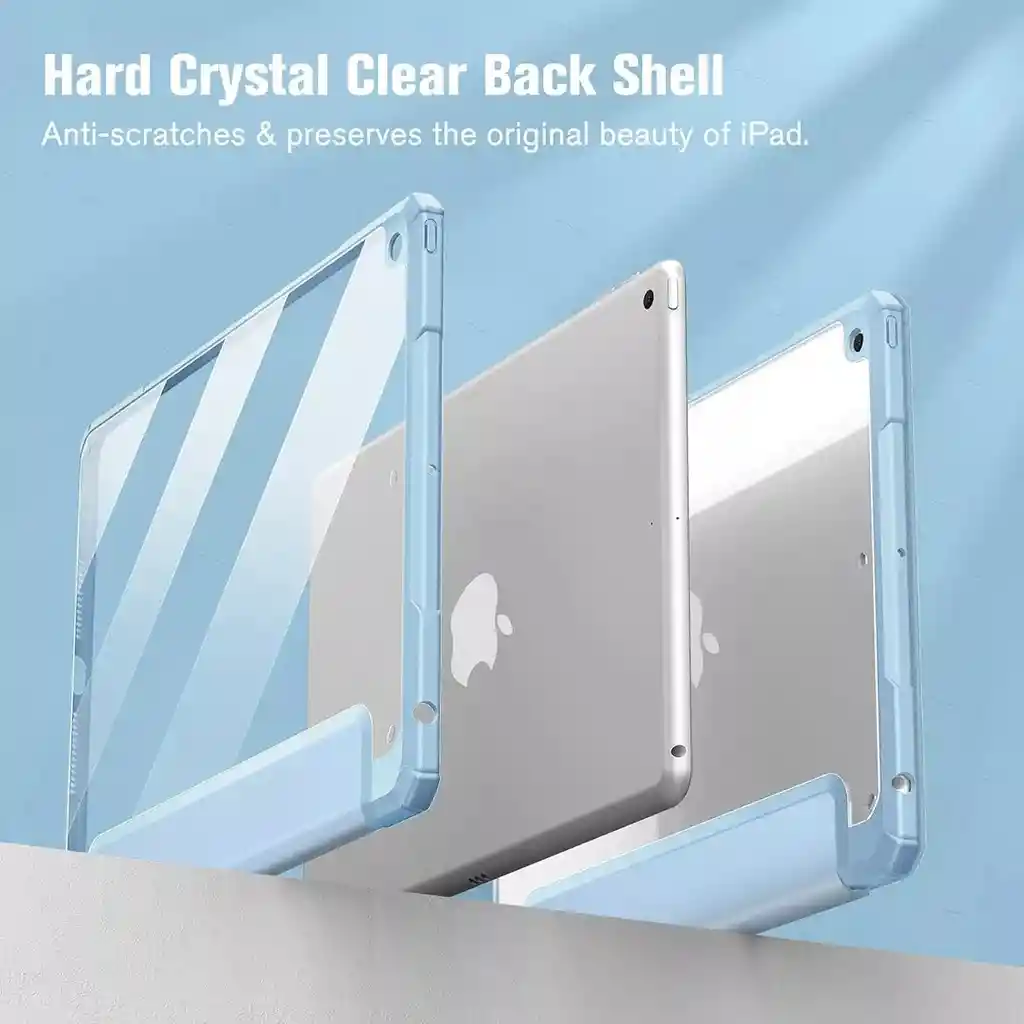 Forro Smart Case Protector Cristal Transparente Para Ipad 12.9 2020/2021/2022 -azul Claro