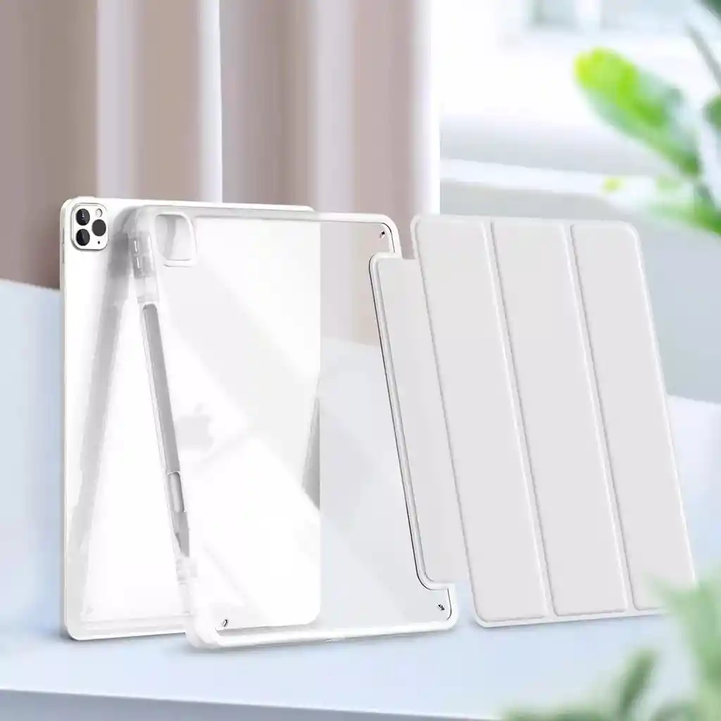 Forro Smart Case Protector Cristal Transparente Para Ipad 12.9 2020/2021/2022 -gris