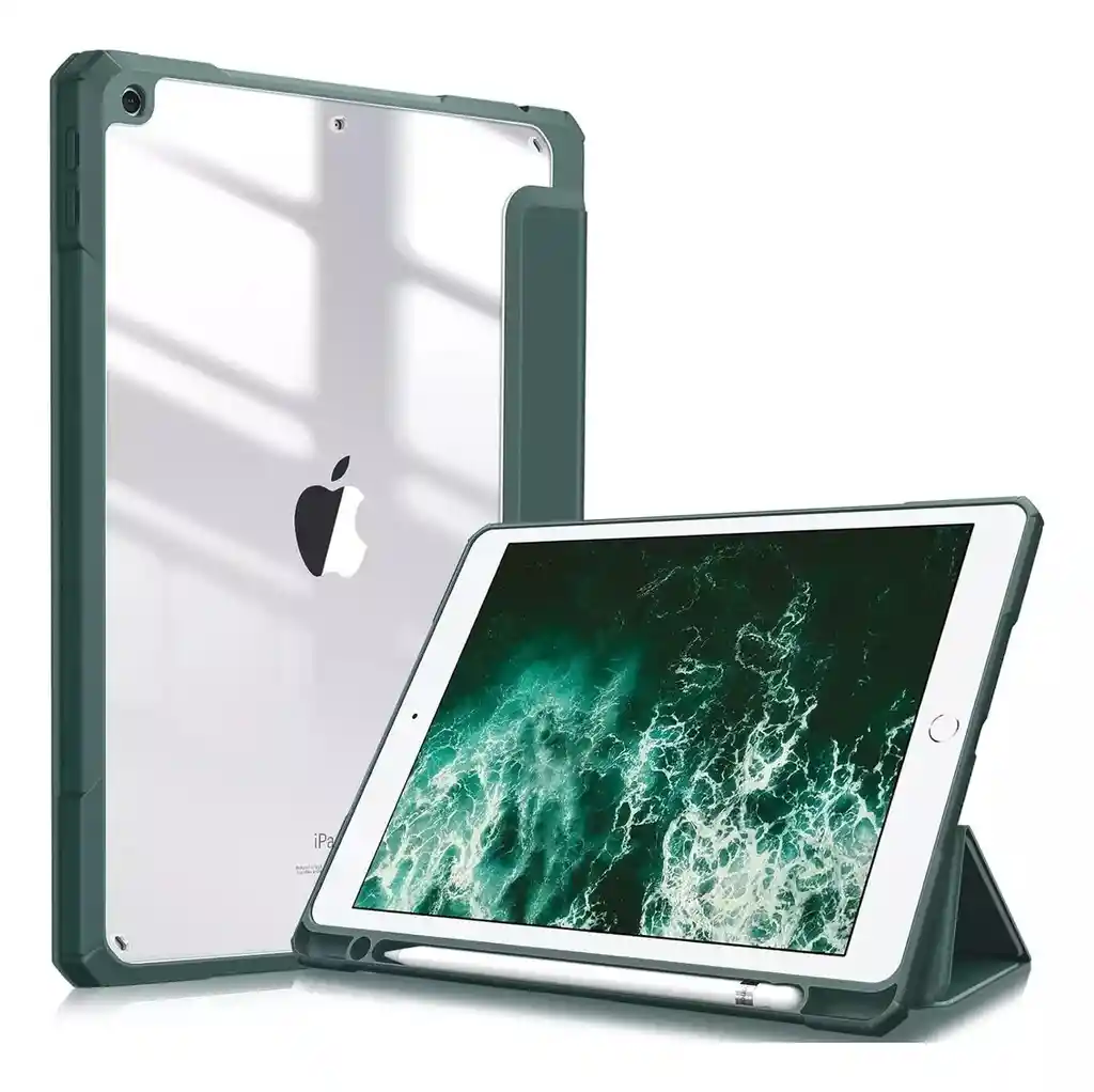 Forro Smart Case Protector Cristal Transparente Para Ipad 12.9 2020/2021/2022 -verde