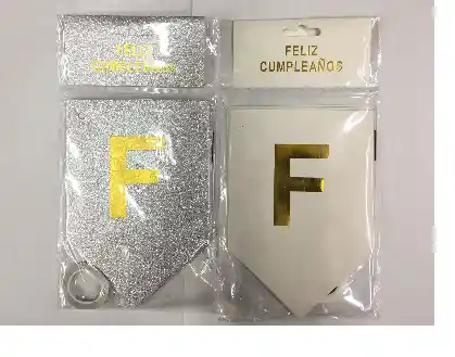 Feston Feliz Cumpleaños Blanco Y Plateado Escarchado