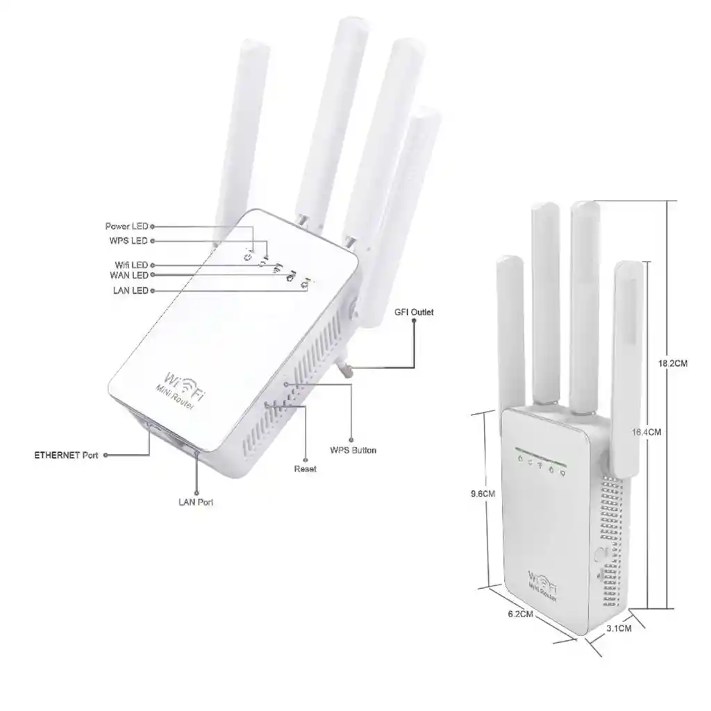 Repetidor Wifi De 4 Antenas Modo Wps Y Ap | Gran Cobertura