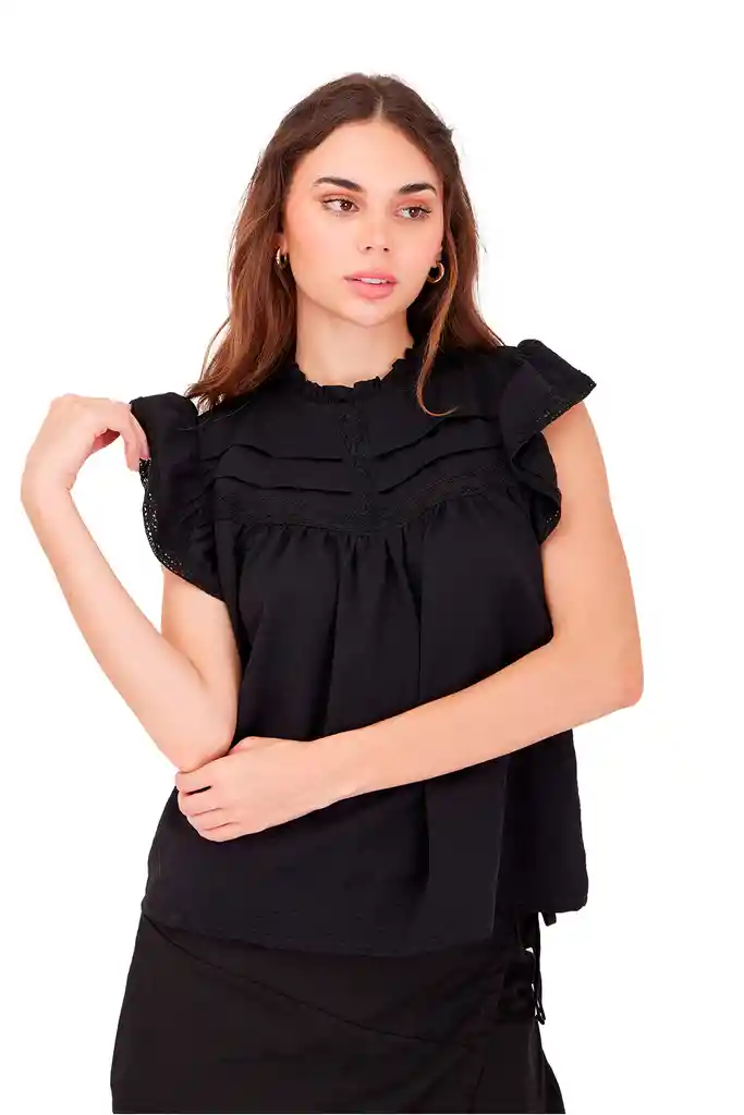 Blusa Bliss Negra M Mercedes Campuzano