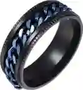 Anillo Cadena De Eslabones Giratoria Acero Azul Talla 6
