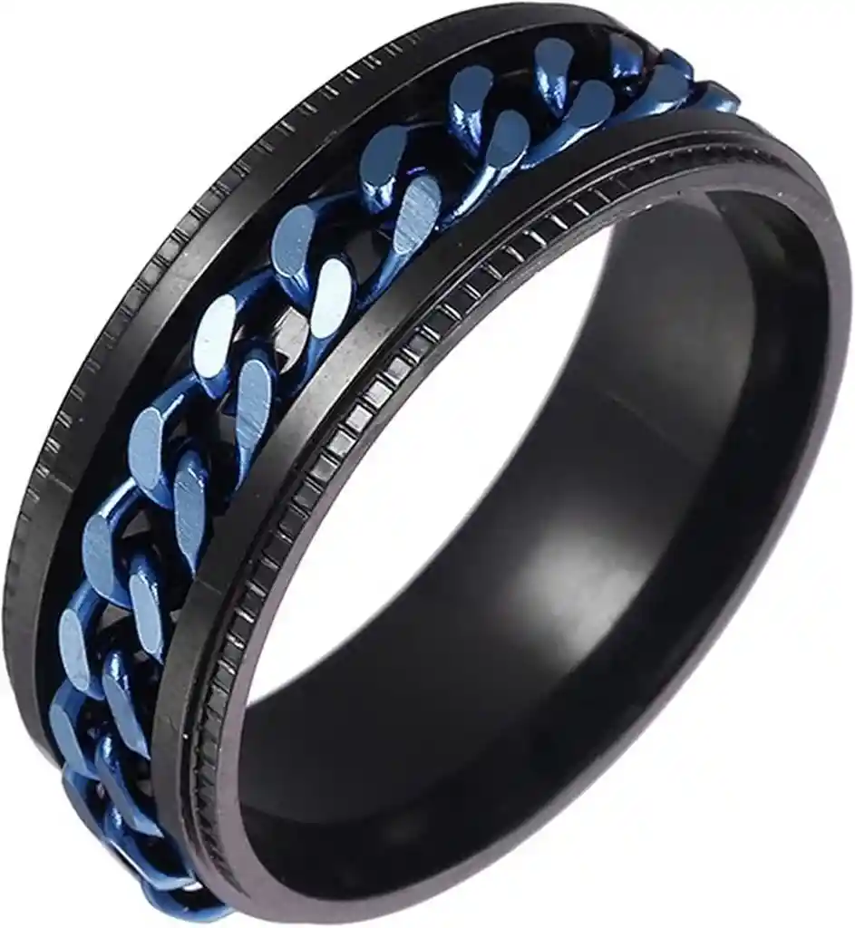 Anillo Cadena De Eslabones Giratoria Acero Talla 7