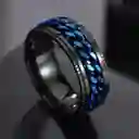 Anillo Cadena De Eslabones Giratoria Acero Azul Talla 8