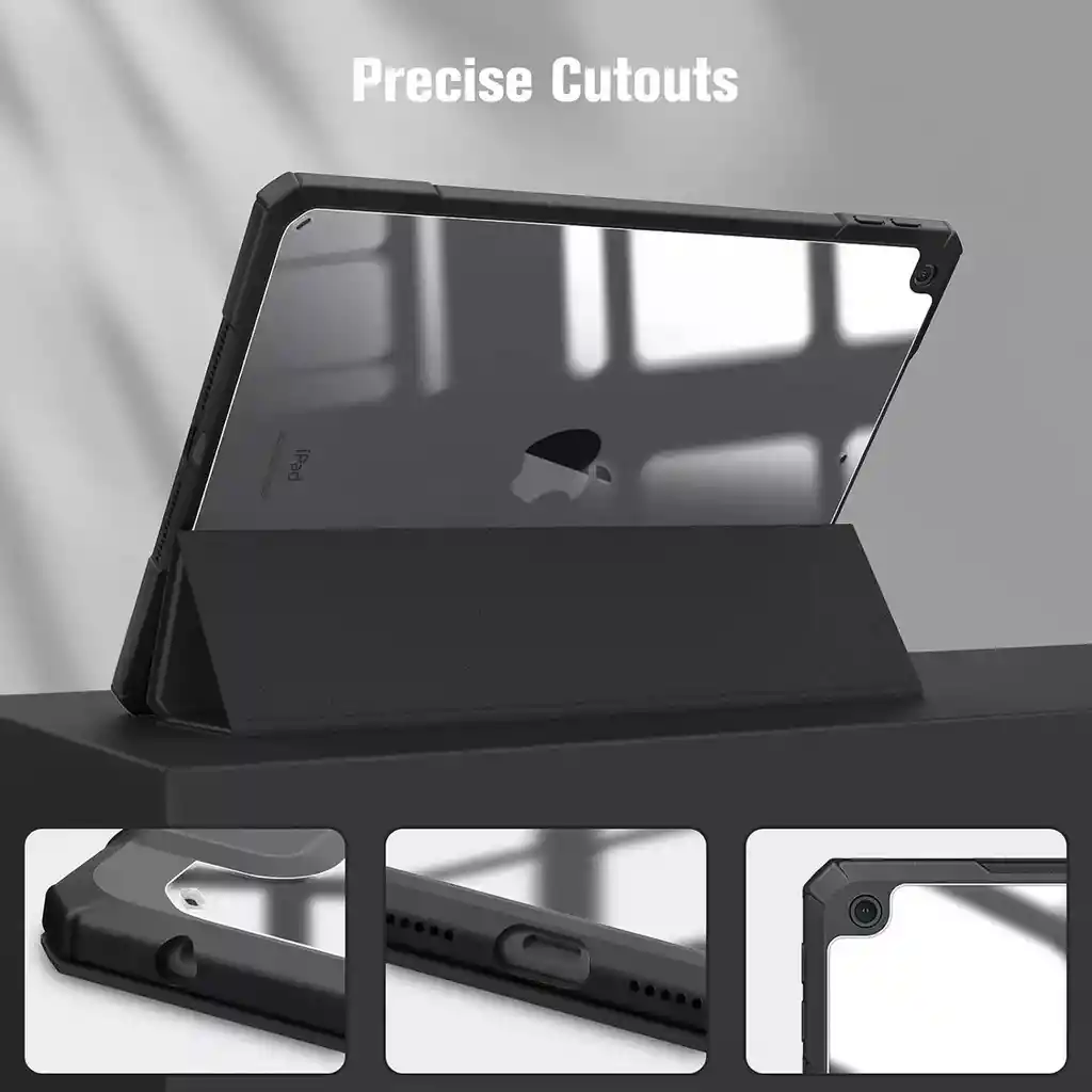 Forro Smart Case Protector Cristal Transparente Para Ipad 7/8/9 Gen 10.2 Negro