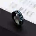 Anillo Cadena De Eslabones Giratoria Acero Azul Talla 10