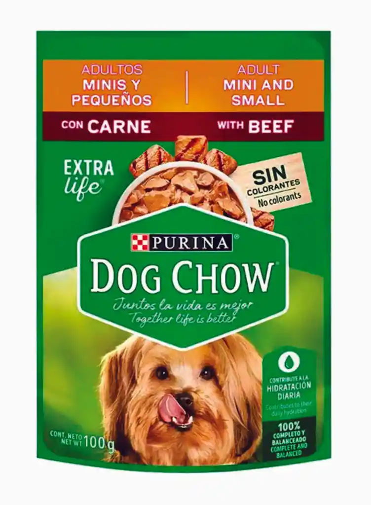 Dog Chow Pouch Adultos Minis Y Pequeños Carne X 100 Gr