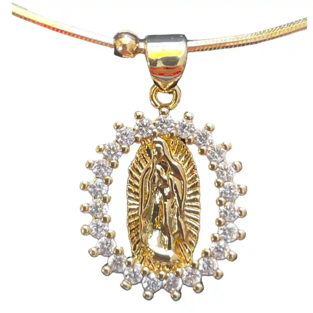 Gargantilla Virgen Blanca Con Aretes Joyeria Regalo