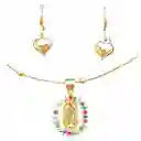 Gargantilla Virgen Colores Con Aretes Corazon Joyeria Regalo