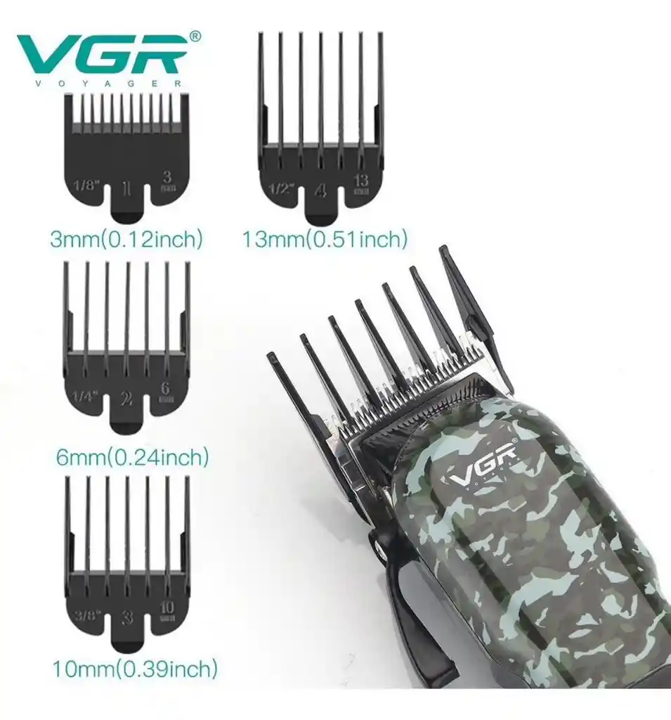 Cortadora De Pelo Barba Vgr V-665 Profesional Recargable Usb Camuflada