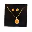 Cadena Virgen Blanca Con Aretes Redondos Joyeria Regalo