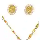 Cadena Virgen Blanca Con Aretes Redondos Joyeria Regalo