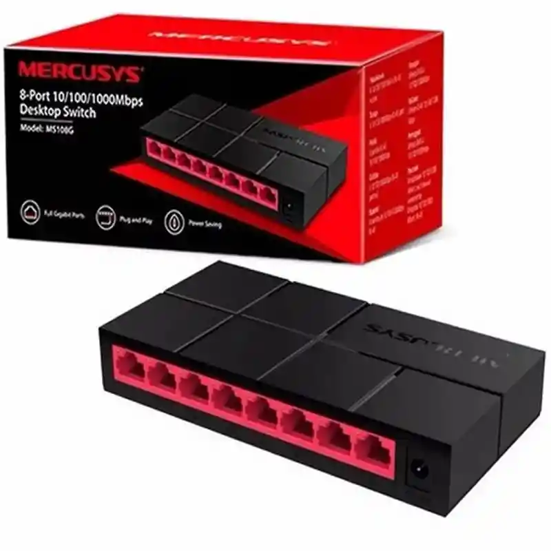 Switch 8puertos Giga Mercuys Ms108g / Switch Multipuertos De Red Giga / Base 1000 /10/1000/1000