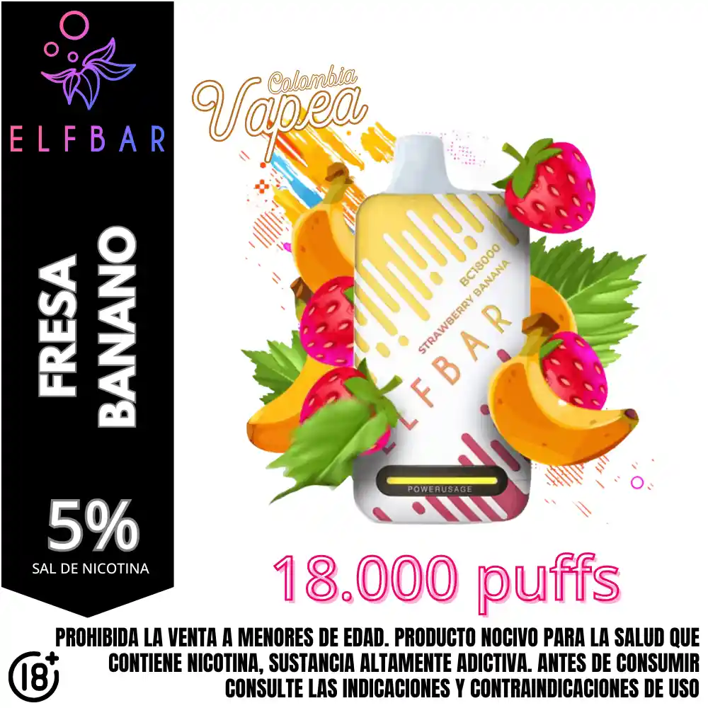 Vape Elfbar Strawberry Banana 18000 Puffs 5%