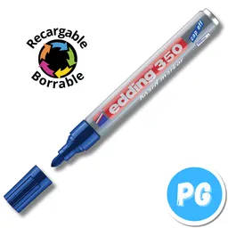 Marcador Edding Borrable Azul 350 Recargable Cuerpo Metalico