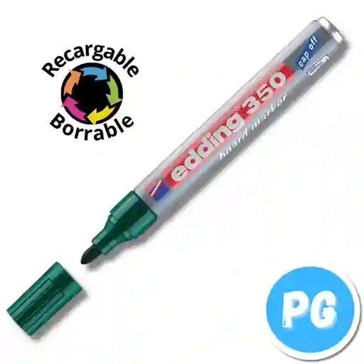 Marcador Edding Borrable Verde 350 Recargable Cuerpo Metalico