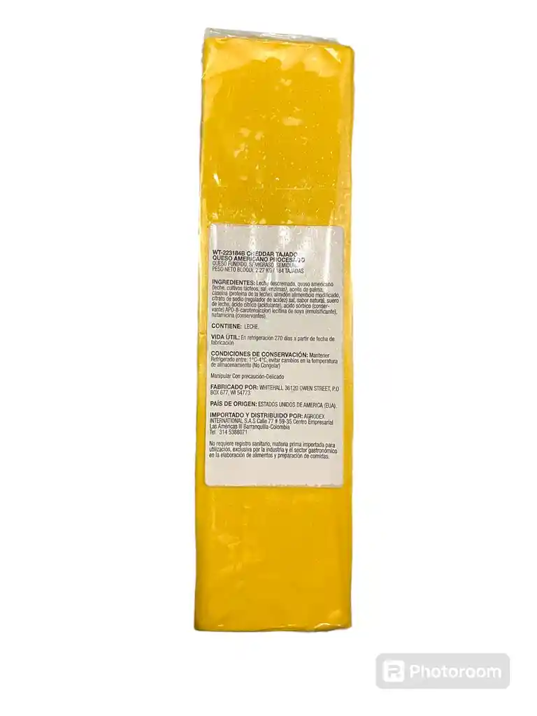 Queso Cheddar Tajado Americano X 2,27kg