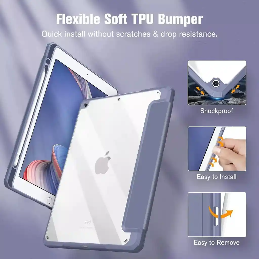 Forro Smart Case Protector Cristal Transparente Para Ipad Air 4/5 -lavanda