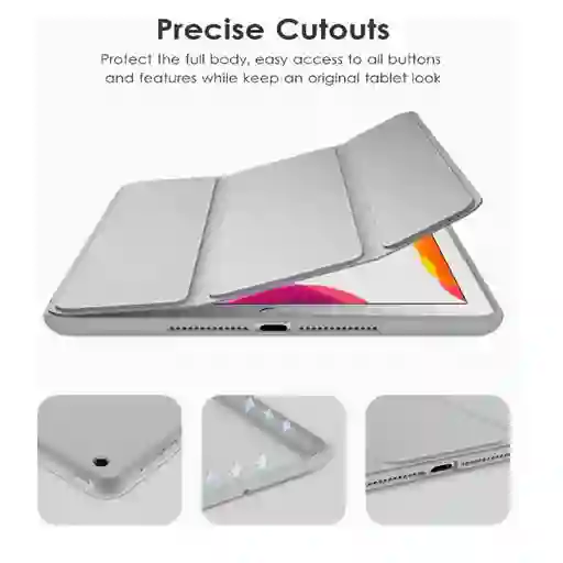 Estuche Para Ipad 10.2 7a 8a 9a Gen Espacio Para Pencil + Vidrio Ceramico - Gris