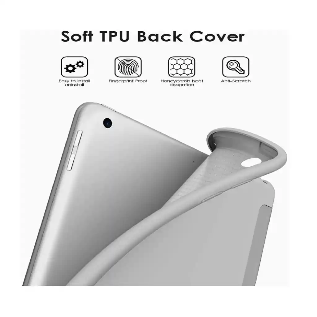 Estuche Para Ipad 10.2 7a 8a 9a Gen Espacio Para Pencil + Vidrio Ceramico - Gris