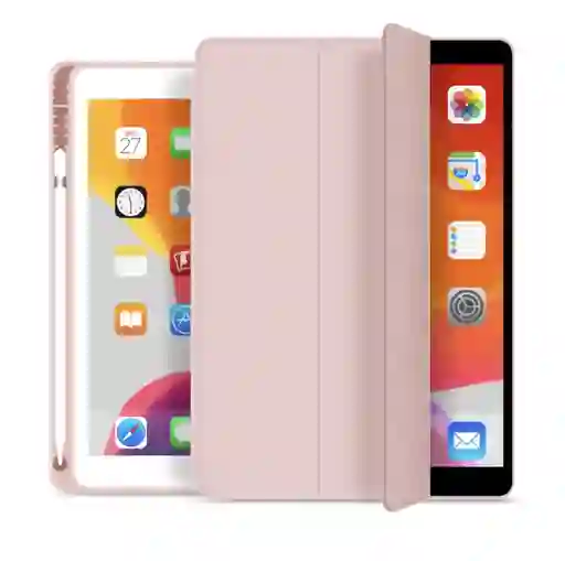 Estuche Para Ipad 10.2 7a 8a 9a Gen Espacio Para Pencil + Vidrio Ceramico - Rosado