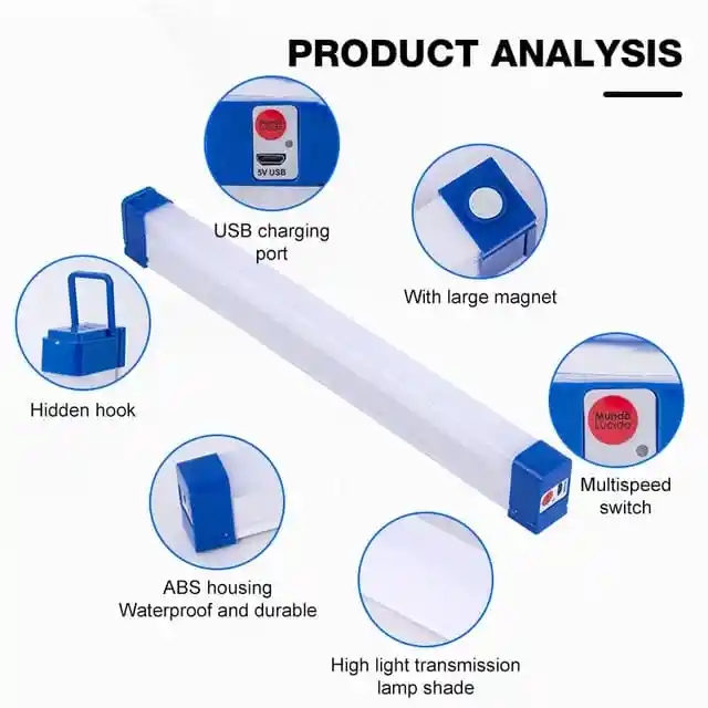 Lampara Recargable Led De Emergencia 32 Cm-60w - Versatilidad Y Potencia
