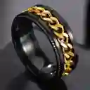 Anillo Cadena De Eslabones Giratoria Acero Dorado Talla 6