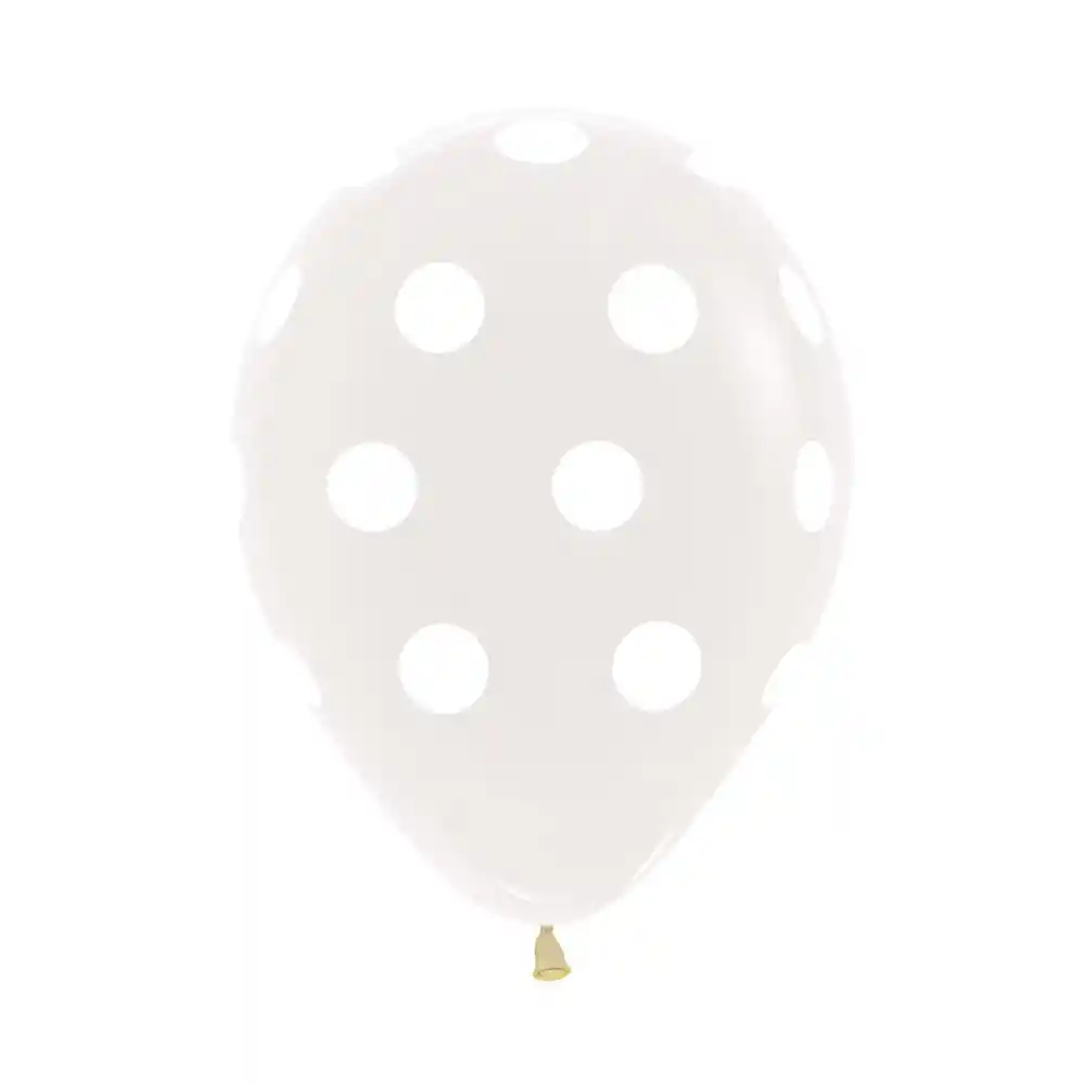 Globos Infinity Polka Blanco Cristal Transparente R12 X 12 Unidades Sempertex