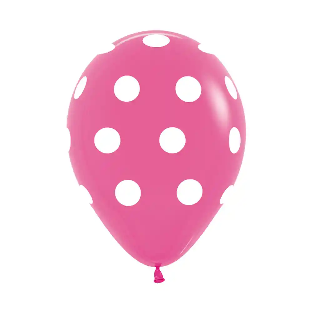 Globos Infinity Polka Blanco F Fucsia R12 X 12 Unidades Sempertex